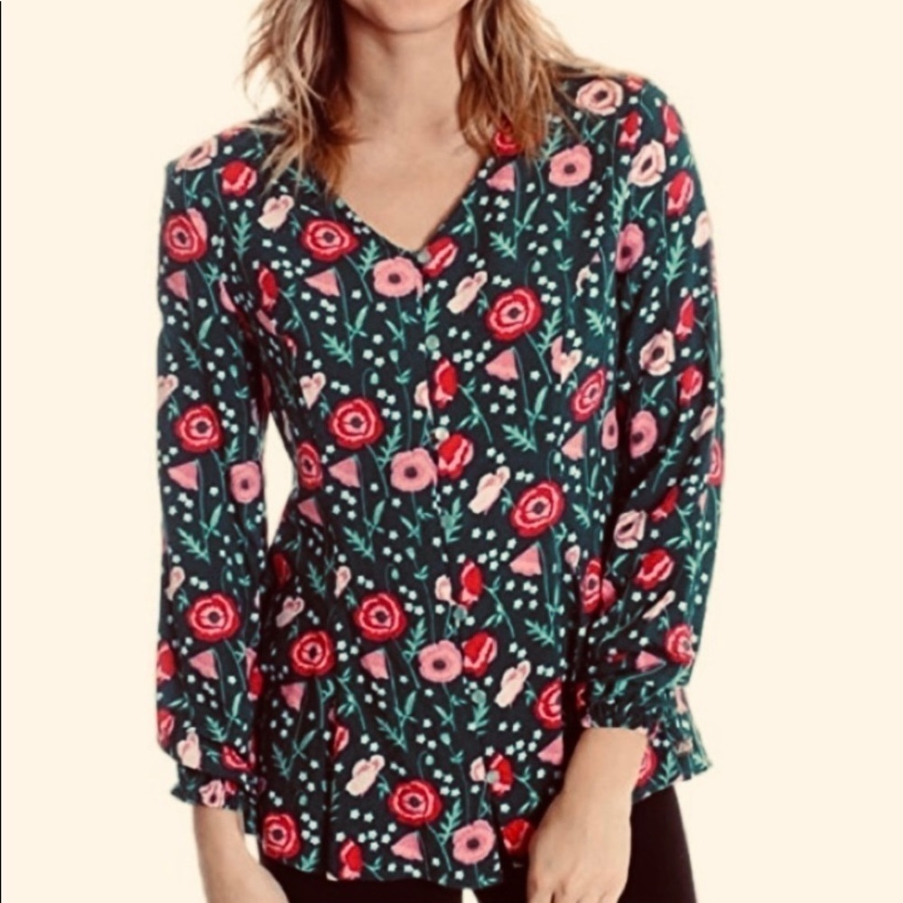 Matilda Jane Yesteryear Floral Button Up Blouse Size Small